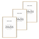 24x36 in, Set of 3, Beige Oak Frame