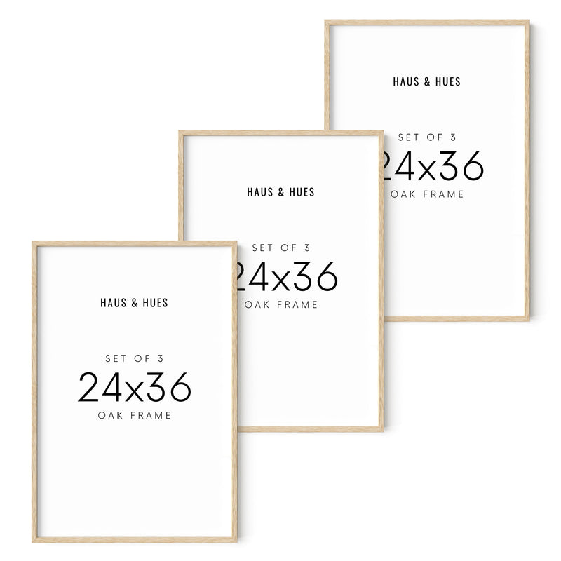 24x36 in, Set of 3, Beige Oak Frame