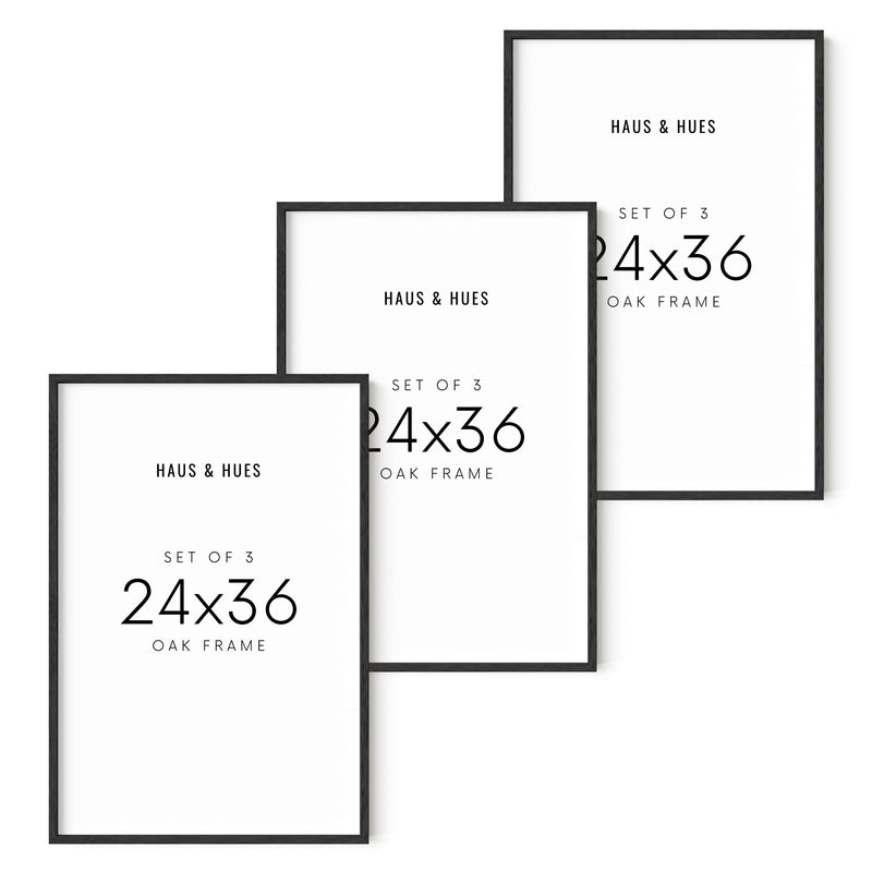 24x36 in, Set of 3, Black Oak Frame