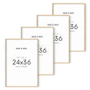 24x36 in, Set of 4, Beige Oak Frame