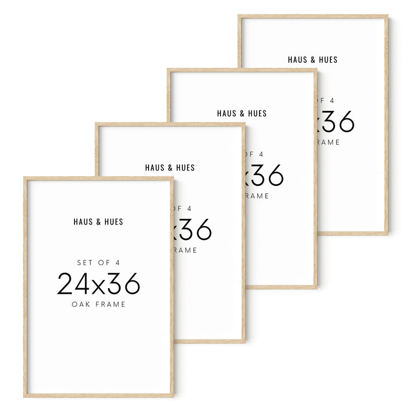 24x36 in, Set of 4, Beige Oak Frame