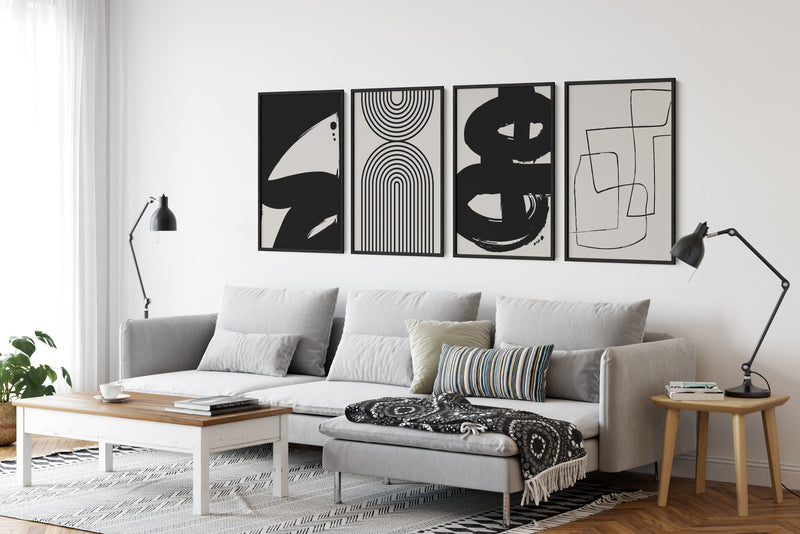 24x36 in, Set of 4, Black Oak Frame