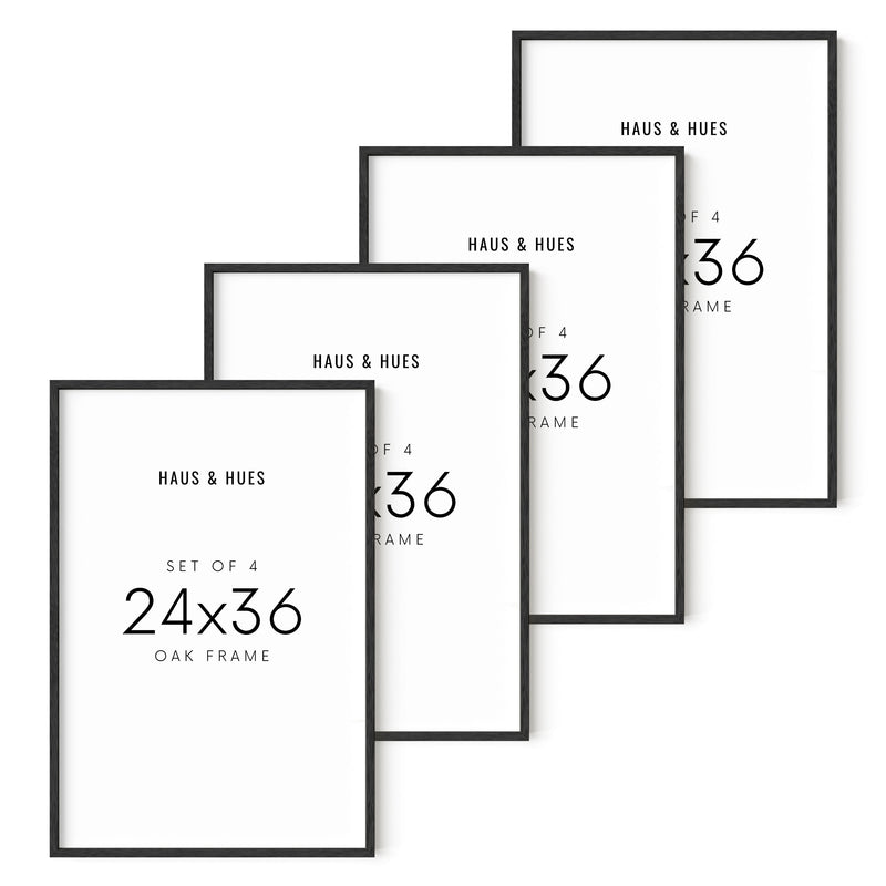 24x36 in, Set of 4, Black Oak Frame
