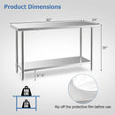 24 x 60 Inches Stainless Steel Kitchen Prep Work Table with Adjustable Undershelf by DirectDeals