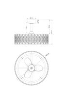 25" Modern Downrod Mount Crystal Fandelier with Lighting and Remote Control