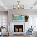 25" Modern Downrod Mount Crystal Fandelier with Lighting and Remote Control