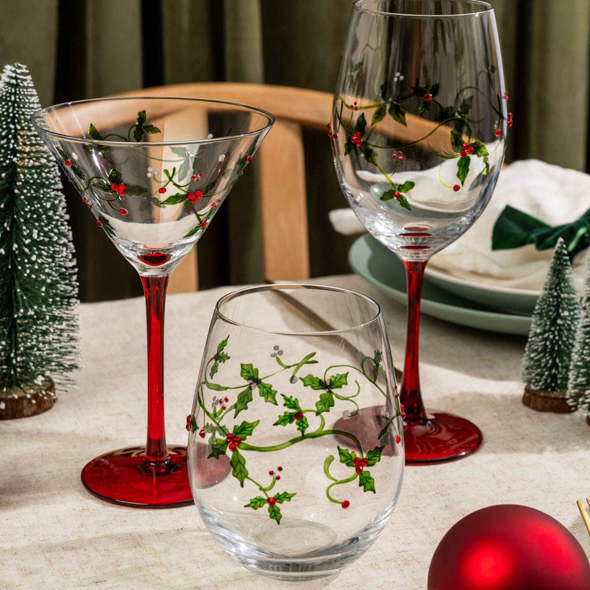 Christmas Holly Martini Glasses, photo 4 of 7