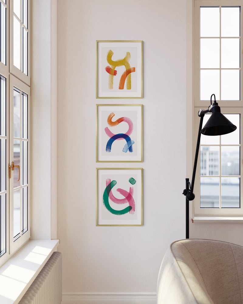 16x20 in, Set of 3, Gold Aluminum