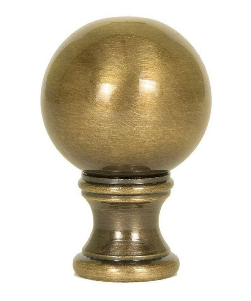 Solid Sphere Round Lamp Finial Antique Brass 1.75"h