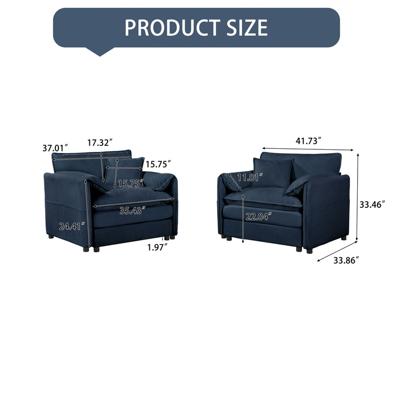 Modern Oversized Accent Chair, Comfy Single Sofa With Large Seat (Set of 2), photo 4 of 19