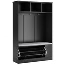 5-in-1 Entryway Bench with Coat Rack, Cushion and 3 Sturdy Hooks, 47.2" Wide Hall Tree with Shoe Storage Bench for Hallway, Entryway, Living Room