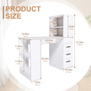 White Computer Desk with 4-in-1 Socket and Storage Options