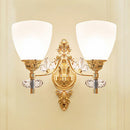 GobekUsa Modernist Glass Cone Wall Mount Light with Crystal Accent - Gold Finish
