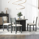 5-Piece Retro Functional Dining Set, 1 Extendable Table with a 16-inch Leaf and 4 Upholstered Chairs for Dining Room and Kitchen (Gray)