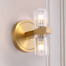 GobekUsa Prismatic Crystal Cylinder Wall Sconce Light - Postmodern 2 Lights Brass Up and Down Mount