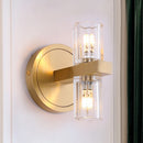 GobekUsa Prismatic Crystal Cylinder Wall Sconce Light - Postmodern 2 Lights Brass Up and Down Mount