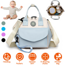 Baby Nappy Diaper Bag with 6 Pockets Burp Cloth Adjustable Shoulder Strap Detachable Small Bag Multifunctional Diaper Changing Bag with 2 Insulated Po