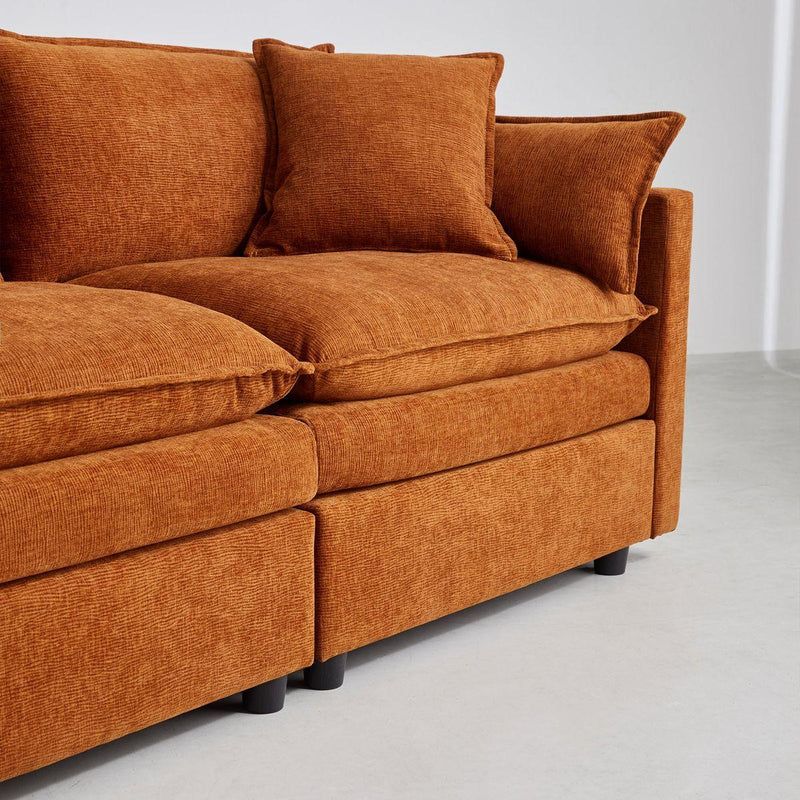 Modular L-Shaped Sectional Sofa with Ottoman, Chenille Fabric Sofa Couch, Comfy Upholstered Furniture for Living Room, Apartment, Studio, Office