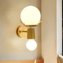 GobekUsa Rustic Wood Wall Lamp with Antler Accents - White Globe Sconce Light for Stairways