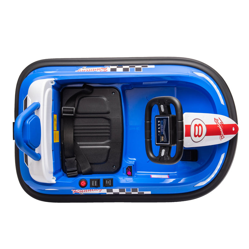 6V Kids Ride on Electric Go Kart Bumper Car W/Parents Remote Control,Three Speed Adjustable,LED Lights,Horn,Bluetooth,Player&360Spin,Vehicle body with Anti-collision padding for 18m+.