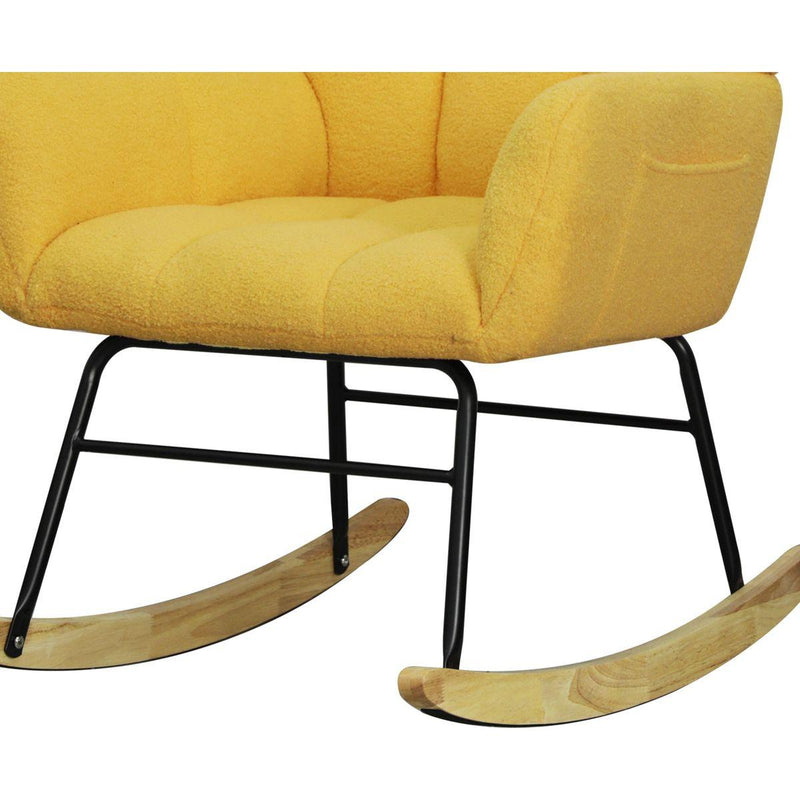 Teddy Fabric Rocking Chair, Modern Rocking Accent Chair for Nursery, Living Room, Bedroom, Yellow