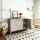 Accent Cabinet Farmhouse Style 3 Door Wooden Cabinet Sideboard Buffet Server Cabinet Storage Cabinet, For Living Room - Natural Wood Wash by Unique Piece Furniture