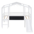 Loft House Bed With Ladder And Slide, With board And Light Strip On The Roof by HouseOfZazla