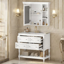 Bathroom Vanity With Medicine Cabinet, Storage Cabinet With 4 Drawers, Adjustable Shelf Mirror by Unique Piece Furniture