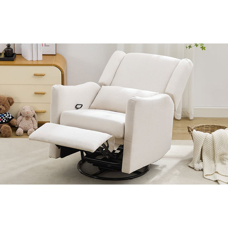 29.5'' Wide Wingback Swivel Rocker Recliner Chair, Glider Rocker Recliner, Rocking Chair Nursery for Living Room Bedroom Apartment,Linen,Beige
