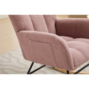 Modern Nursery Rocking Chair Upholstered Glider Chair with High Backrest Rocker Accent Armchair with Solid Wood Legs for Nursery Bedroom Living Room Teddy(Pink)