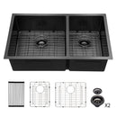 Modern Double Bowl Undermount Kitchen Sink 50 / 50 Design Stainless Steel by HouseOfZazla