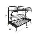 Eclipse - Twin Long Queen Futon Bunk Bed - Black by HouseOfZazla