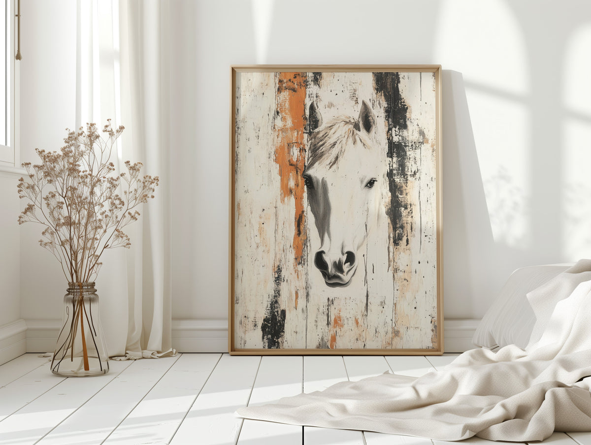 White Horse Against Rustic Planks, photo 14 of 19