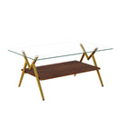 Rectangle Coffee Table With Tempered Glass Top And Shelf by HouseOfZazla