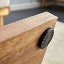 A rectangular modern and fashionable coffee table with tempered glass tabletop and wooden color MDF legs. Suitable for living room.47.2"x25.5"x18"