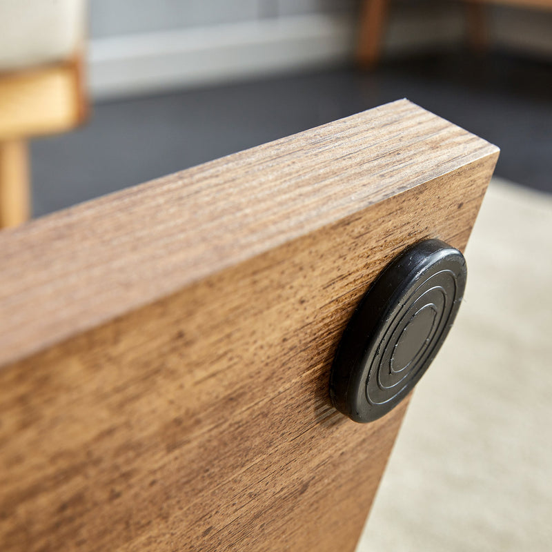 A rectangular modern and fashionable coffee table with tempered glass tabletop and wooden color MDF legs. Suitable for living room.47.2"x25.5"x18"