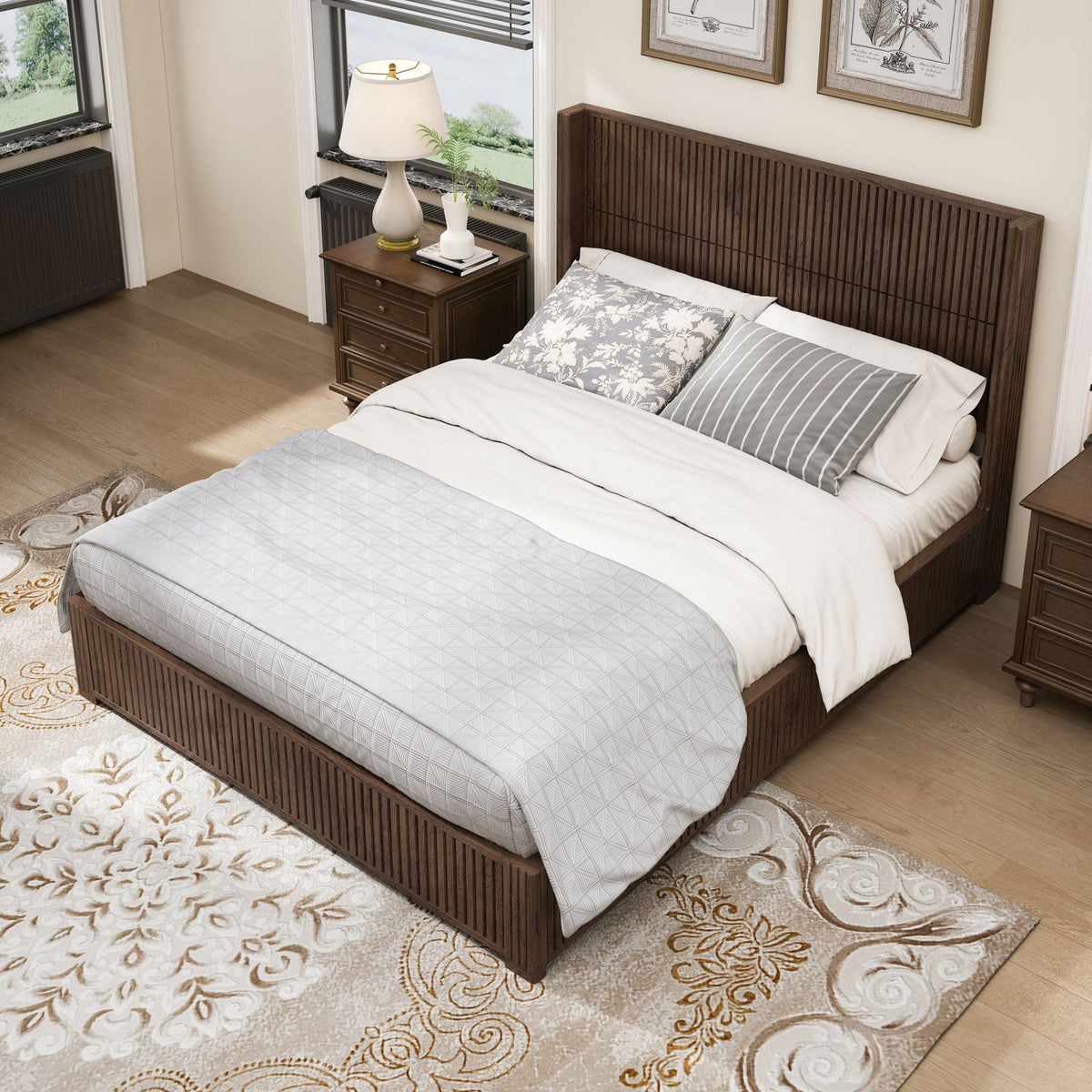 Platform Bed Frame With Headboard, Floor Standing Design, photo 13 of 40