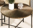 Radial - Pattern Coffee And End Table Set Waterproof Cover, Distressed Cylindrical Design (Set of 2) by HouseOfZazla