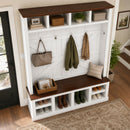 Farmhouse Hall Tree with Bench and Shoe Storage