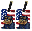 USA American Flag with Brussels Griffon Luggage Tag