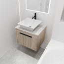24" Modern Design Float Bathroom Vanity With Ceramic Basin Set, Wall Mounted White Oak Vanity With Soft Close Door, KD-PackingD-Packing Pieces