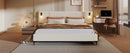 Chic Boucle Upholstered Bed with Integrated Lights and Shelves