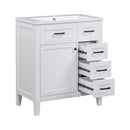 30" Bathroom Vanity with Sink Combo, White Bathroom Cabinet with Drawers, Solid Frame and MDF Board