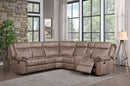 Dollum - Two Tone Nubuck Manual Recliner Sectional Sofa With USB Port Cupholder Console by HouseOfZazla