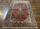 4x6 Silk Rug, Very Fine 650 KPSI, Silk Persian Carpet, Red, Floral Medallion, Sino Persian