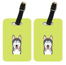 Checkerboard Lime Green Alaskan Malamute Luggage Tag