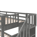 Stairway Bunk Bed With Storage And Guard Rail For Bedroom by HouseOfZazla