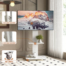 Mobile TV Stand With Shelf Floor Mount Cart For TVs With Lockable Wheels Ideal For Living Room Bedroom Or Office - White by HouseOfZazla