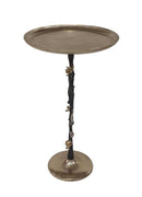 13.8x13.8x24 Black and Gold Aluminum Side Table with Pomegranate Design