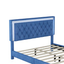 3-Pieces Bedroom Sets,Queen Size Upholstered Platform Bed with LED Lights and Two Nightstands-Blue